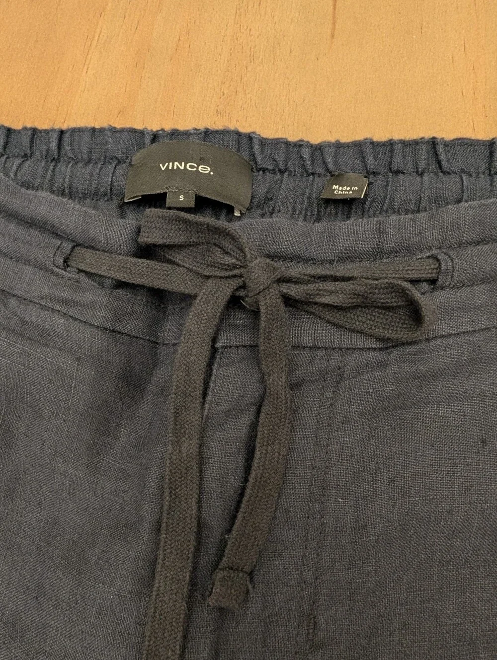 Vince Lightweight Hemp Men's Pant in Coastal Blue Drawstring Pockets Small